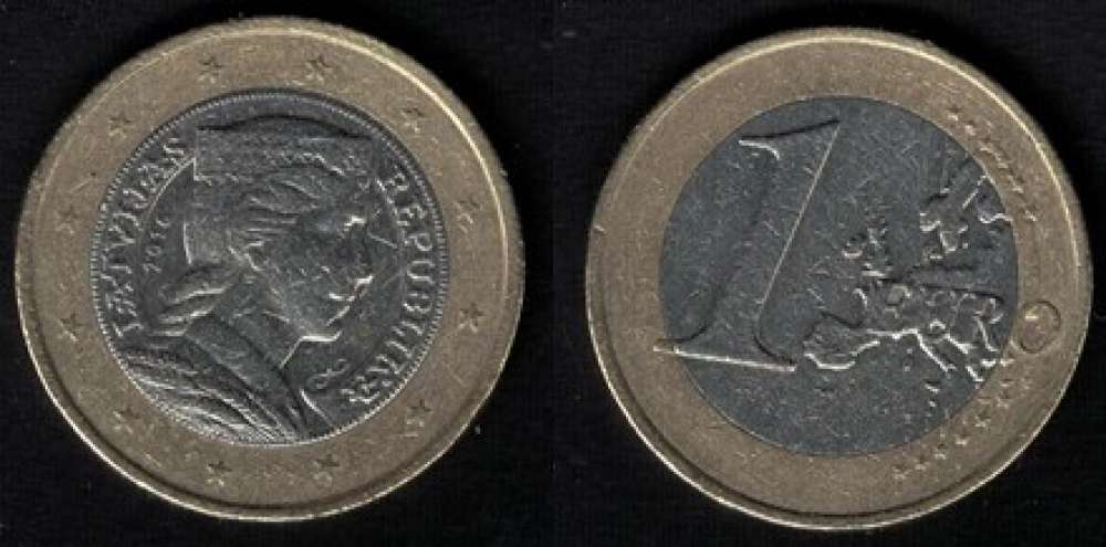 Lettonie 2016 monnaie coin 1 euro Tête de Femme en habit traditionnel SU