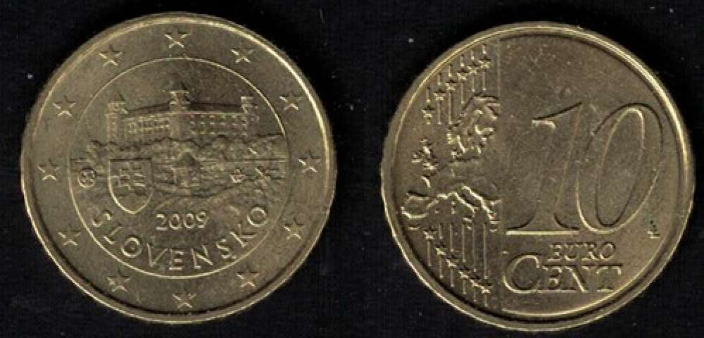 Slovaquie 2009 monnaie coin 10 euro cent Le château de Bratislava SU