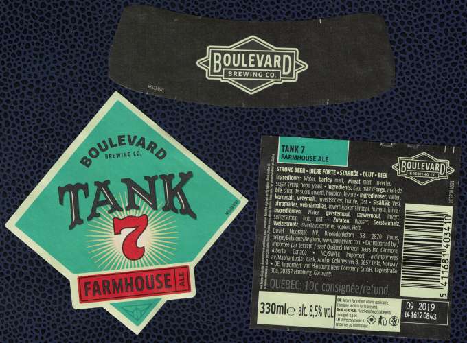 Lot 3 Étiquettes Bière Beer Labels Boulevard Brewing co. Tank 7 Farmhouse Ale