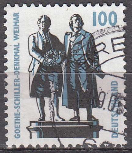 Deutschland 1997 Michel 1934A O Cote (2011) 1.00 Euro Weimar statue de Goethe–Schiller Cachet rond