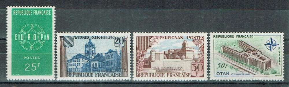 FRANCE 1959 - YT 1218 1221 1222 1228** MNH.