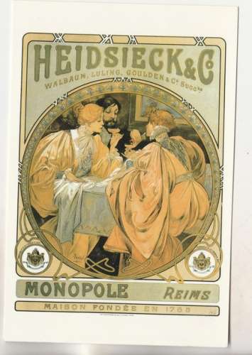 cpm Repro affiche Champagne Heidsieck par Mucha 