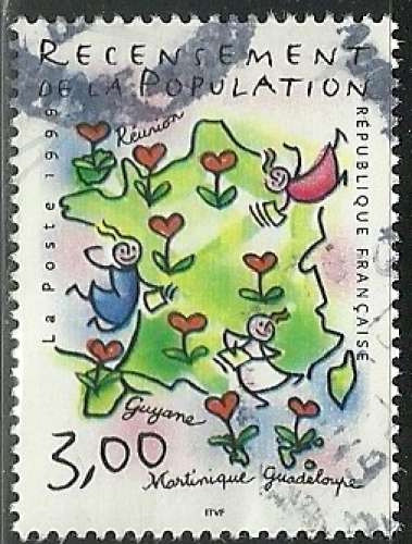 France 1999 - Recensement de la Population - 3223 oblitéré .