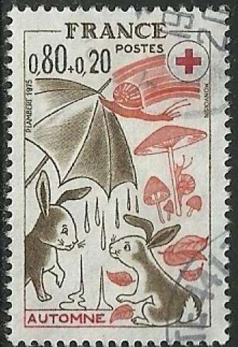 France 1975 - Croix rouge - Automne - 1861 oblitéré .