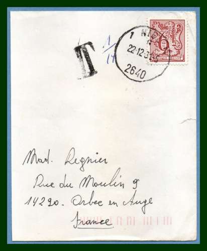 Fragment de lettre Taxé Belgique 1981 > France