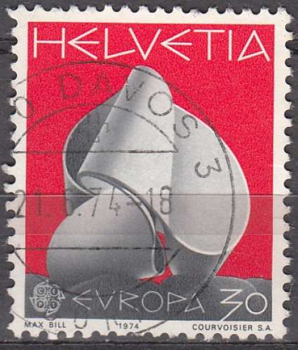 Helvetia 1974 Michel 1029 O Cote (2009) 0.30 Euro Europa CEPT Art Max Bill Continuité Cachet rond