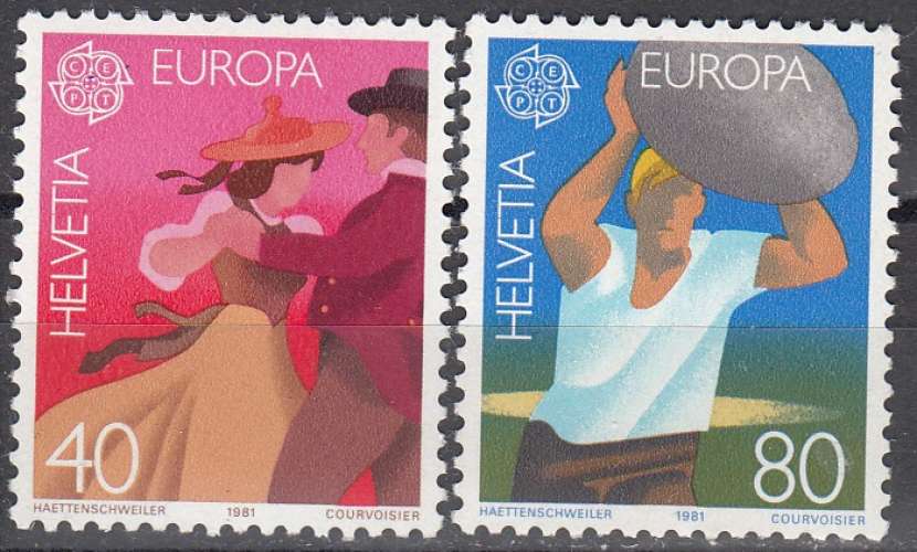 Helvetia 1981 Michel 1197 - 1198 Neuf ** Cote (2017) 2.80 Euro Europa CEPT Le folklore