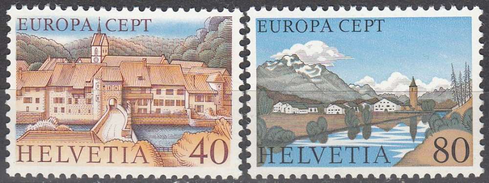 Helvetia 1977 Michel 1094 - 1095 Neuf ** Cote (2017) 2.00 Euro Europa CEPT Paysages