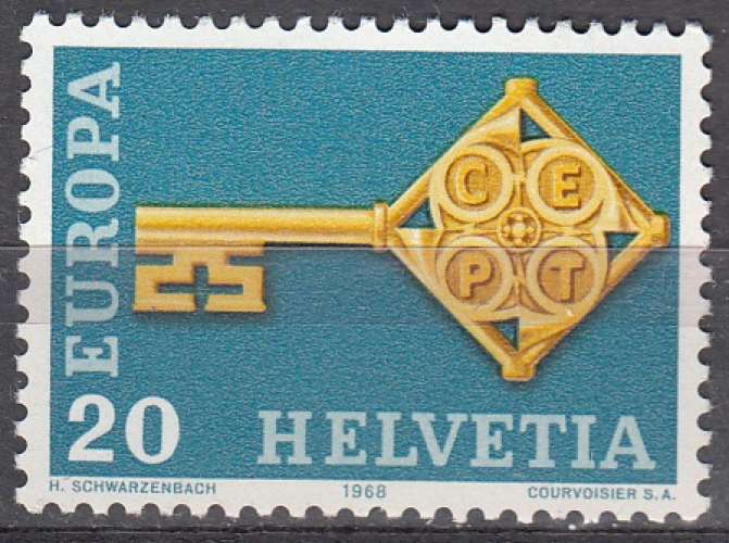 Helvetia 1968 Michel 871 Neuf ** Cote (2017) 0.60 Euro Europa CEPT Clé