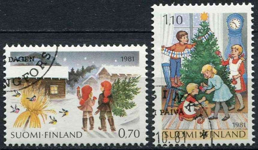 FINLANDE 1981 OBLITERE N° 853 854 Noël