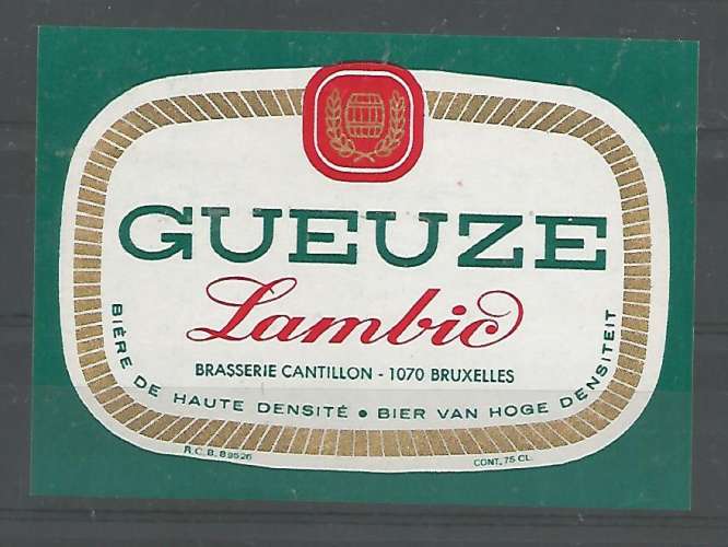 Etiquette de Bière - Belgique - Gueuze Lambic  - 75 cl - Brie Cantillon - Neuve