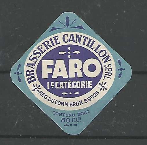 Etiquette de Bière - Belgique - Faro 1er Catégorie - 80 cl - Brie Cantillon - Neuve