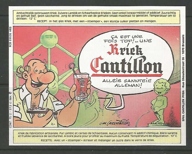 Etiquette de Bière - Belgique - Kriek Cantillon - 37.5 / 75 cl - Brie Cantillon - Neuve