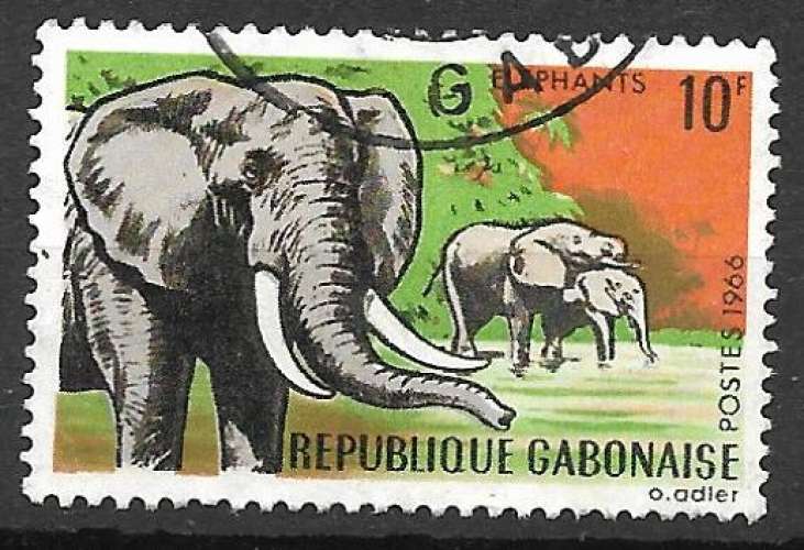 Gabon 1966 Y&T 206 oblitéré - Eléphants