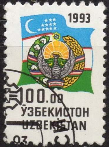 M171 - Y&T n° 29 - oblitéré - Drapeau et armoiries - 1993 - Ouzbekistan