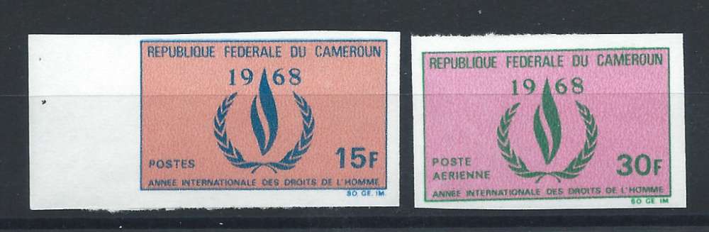 Cameroun N°467 + PA 121** (MNH) 1968 N. Dentelé - Année des droits de l'homme