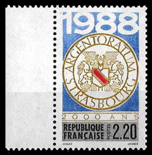 France 1988 - Y&T n° 2552 ** MNH - Bimillénaire de Strasbourg - Bord de feuille 