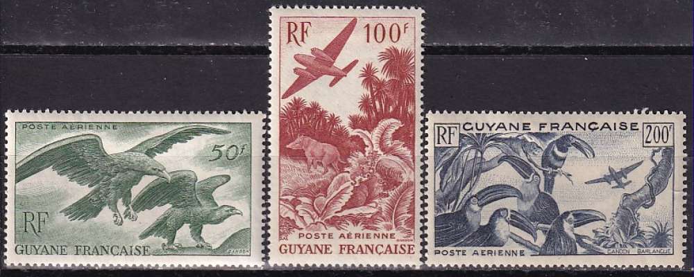 guyane ... P.A. n° 35 à 37  neufs* ...1947