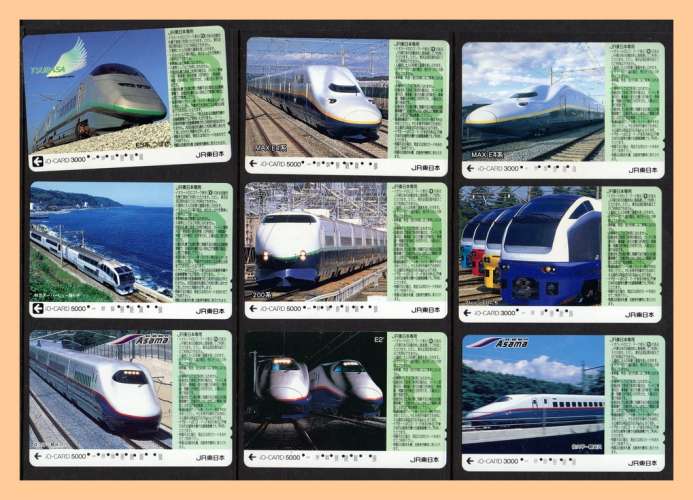 151 Télécartes diff. PP Japon 14 SCANS Trains TB 