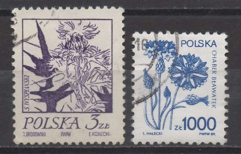 Pologne 1974 - Y & T : 2139, 3058 - Fleurs