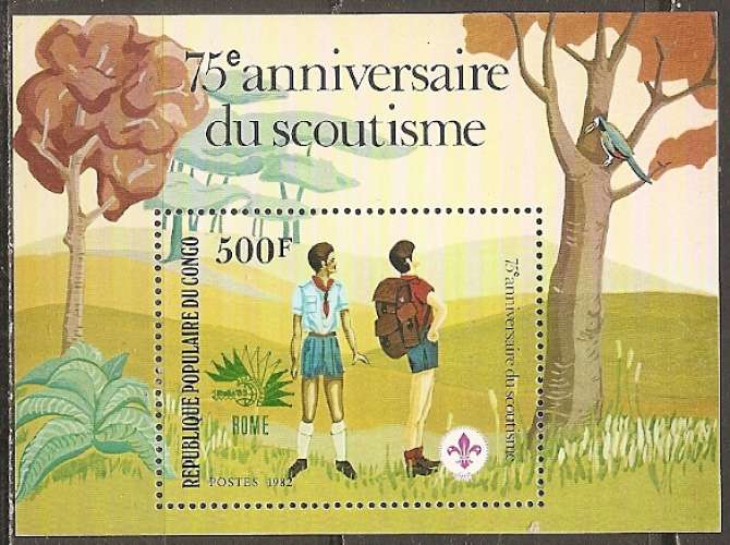 congo ... bloc n° 29  neuf**,gomme mate ... 1982