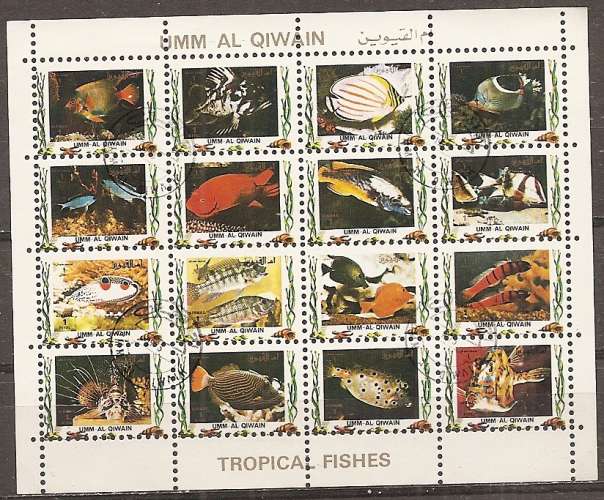  umm al qiwain ... feuillet n° ??  obliteré,poissons ... 19??