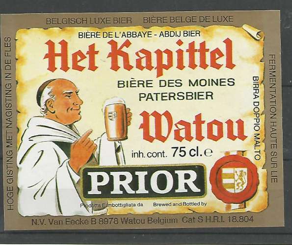 Etiquette de Bière - Belgique - Het Kapittel Watou Prior - 75 cl - Brie Van Eecke - Neuve