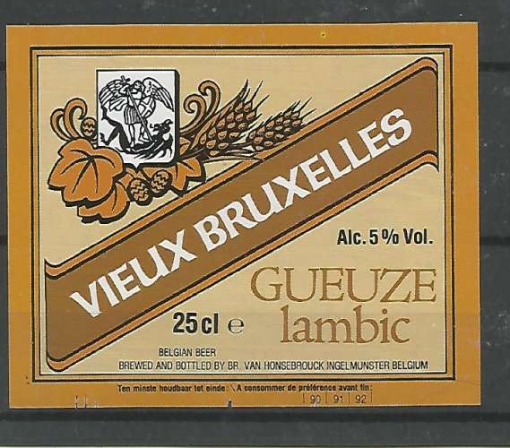 Etiquette de Bière - Belgique - Vieux Bruxelles Gueuze Lambic - 25 cl - Brie Van Honsebrouck - Neuve