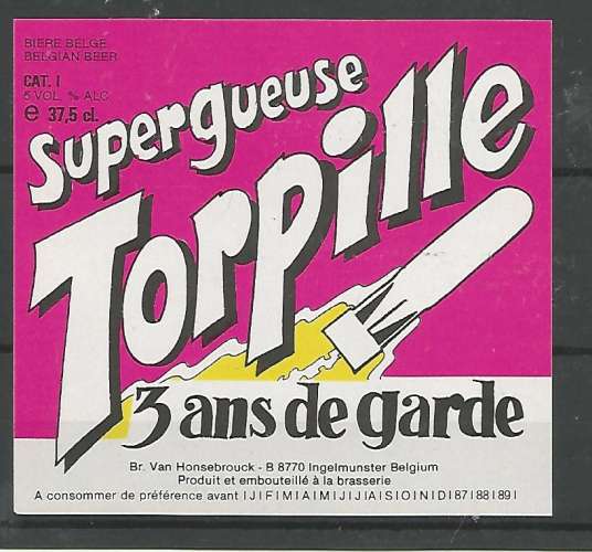 Etiquette de Bière - Belgique - Super Gueuze Torpille  - 37.5 cl - Brie Van Honsebrouck - Neuve