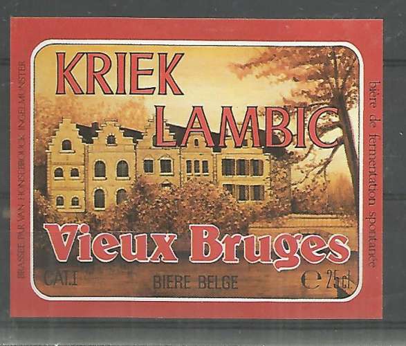 Etiquette de Bière - Belgique - Kriek Lambic Vieux Bruges  - 25 cl - Brie Van Honsebrouck - Neuve