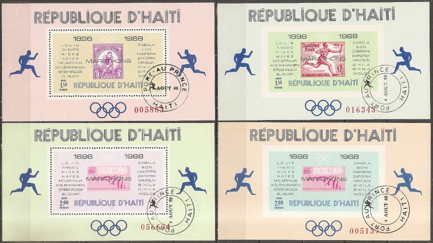  haiti ... 4 blocs n° 23/26A/27/27A  obliterés ... 1968