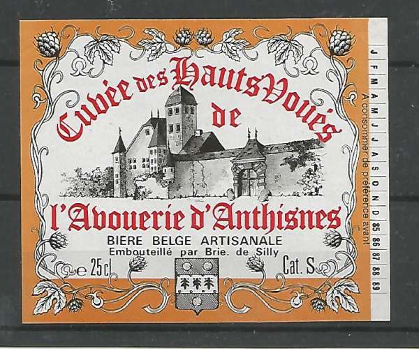 Etiquette de Bière - Belgique - Cuvée des Hauts Voués - 25 cl - Brie de Silly - Neuve