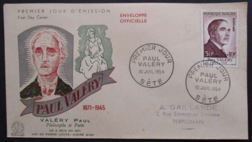 FRANCE FDC Paul Valéry 10-07-1954 Sète