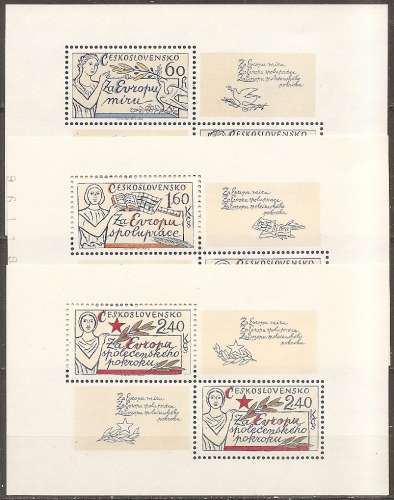 tchécoslovaquie ... 3 blocs n° 40/41/42  neufs** ... 1977