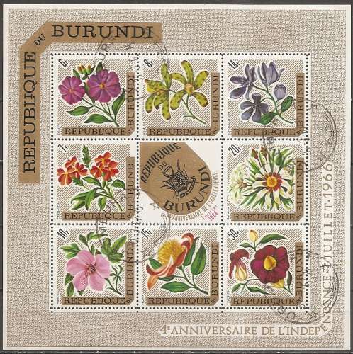  burundi ... feuillet n° 17  obliteré,blason au milieu ... 1966