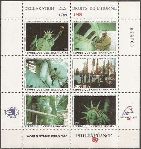  centrafricaine ... feuillet n° 808 à 813  neuf** ... 1989