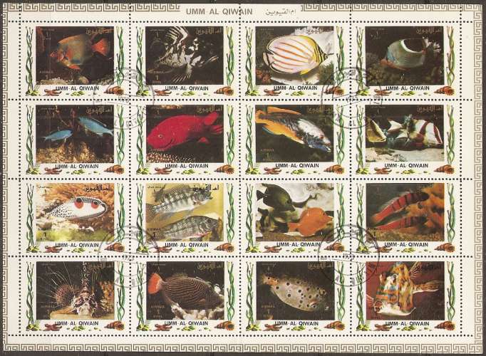  umm al qiwain ... feuillet n° ??  obliteré,poissons ... 1973