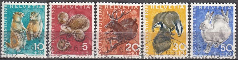 Helvetia 1965 Michel 826 - 830 O Cote (2009) 2.20 Euro Pro Juventute Animaux des bois Cachet rond