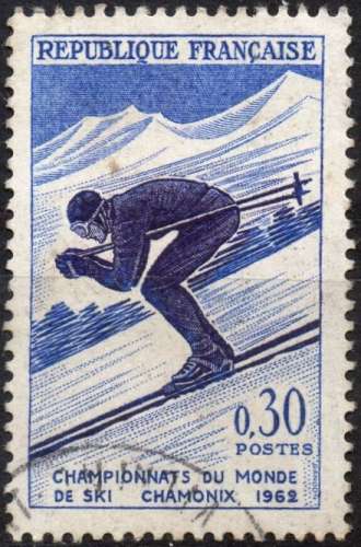 N999 - Y&T n° 1326 - oblitéré - Championnats du monde de ski à Chamonix - 1962 - France