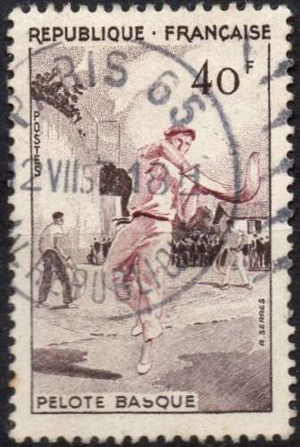 P040 - Y&T n° 1073 - oblitéré - Pelote basque - 1956 - France