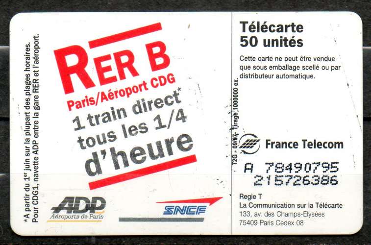 France F786A SNCF RER B S03 T2G-50U 1997