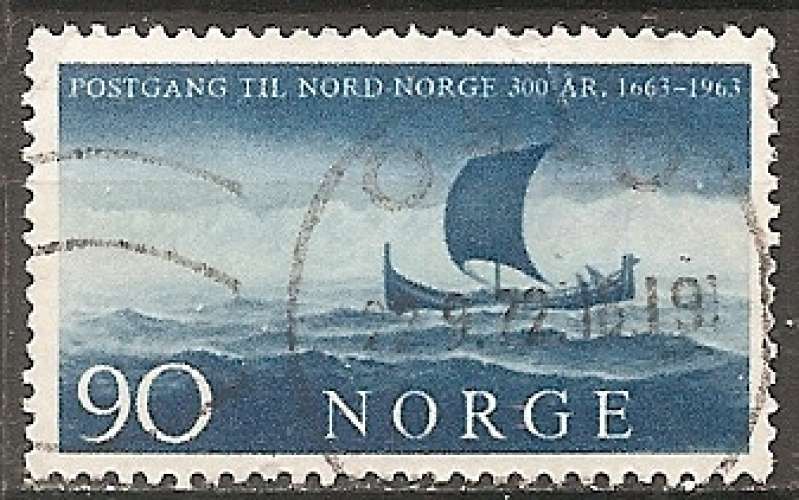 norvege ... n° 457  obliteré ... 1963 (pliure)