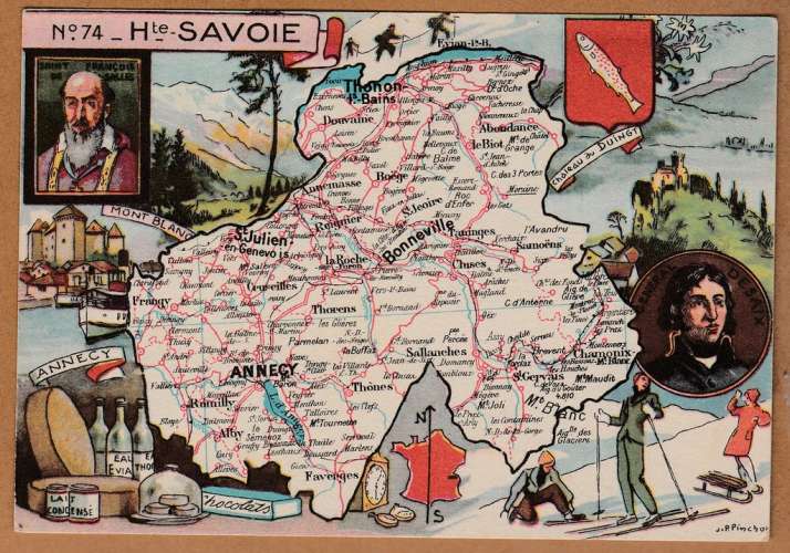 cpsm 74 Haute-Savoie  Carte Géographique de Pinchon