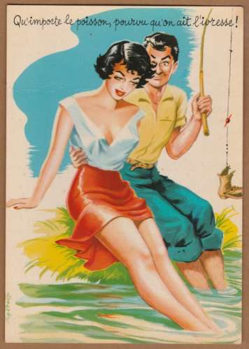 cpm Carrière Pêche et pin-up Qu'importe le poisson....