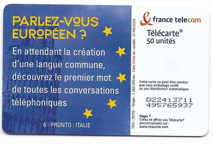 Télécarte 02/2002 - F1206F - 50 U - OB2 st - Double numérotation D22413711 et 495765937 - Parlez-vou