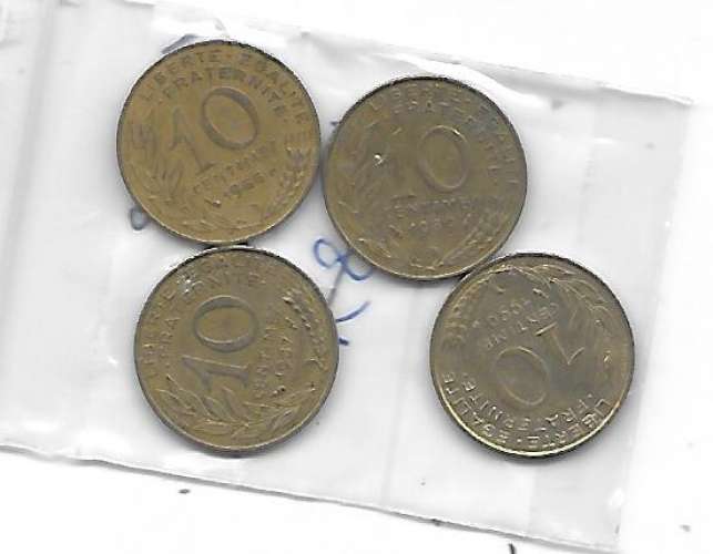 MONNAIES FRANCE 10 centimes 1985/87/89/90