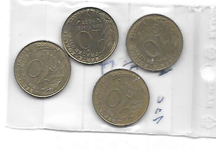 MONNAIES FRANCE 10 centimes 1990/91/93/94