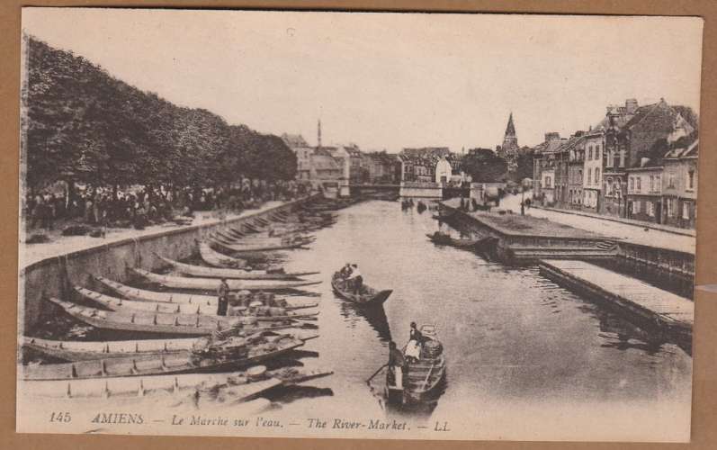 cpa 80 Amiens Le Marché sur l'Eau