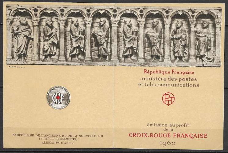 France Carnet 1960 Y&T 2009 oblitération premier jour FDC - Croix Rouge - Couverture un peu cornée 