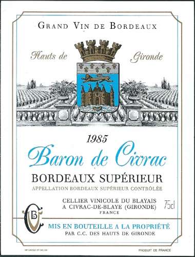Etiquette de vin de Bordeaux